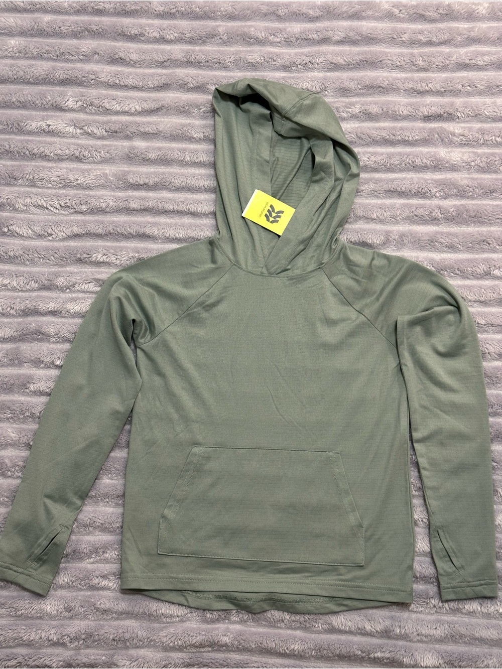 Kids All in Motion Hooded T-Shirt / Hoodie - Size S (6/7) - Gray/Sage